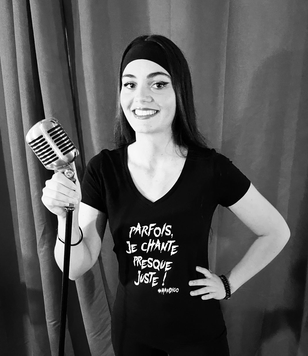 T-shirt féminin taille S - Parfois je chante presque juste