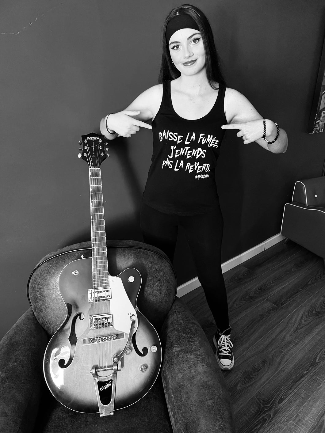 Débardeur féminin taille XS - Baisse la fumée, j'entends pas la reverb...